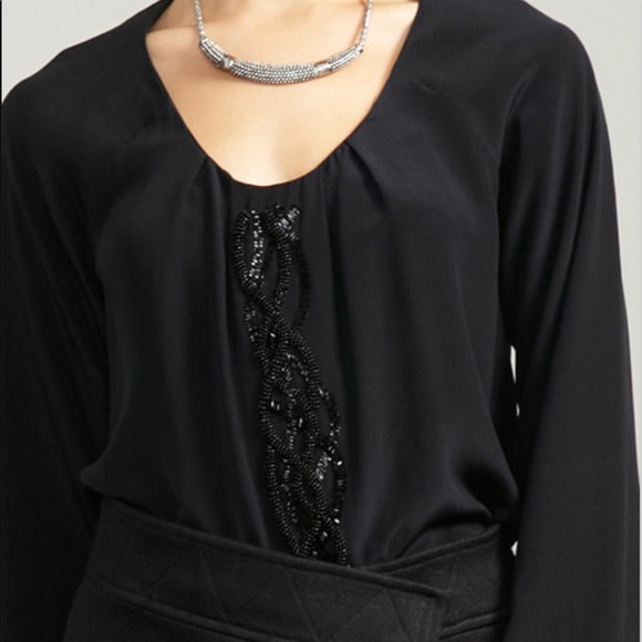 Gold Hawk Silk top with beaded front - Picture 1 of 8